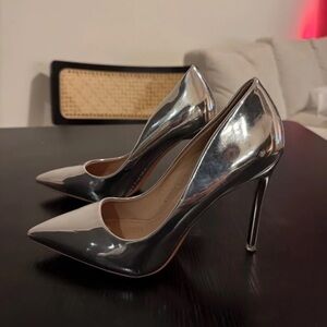 Shiny Silver Stiletto Heels